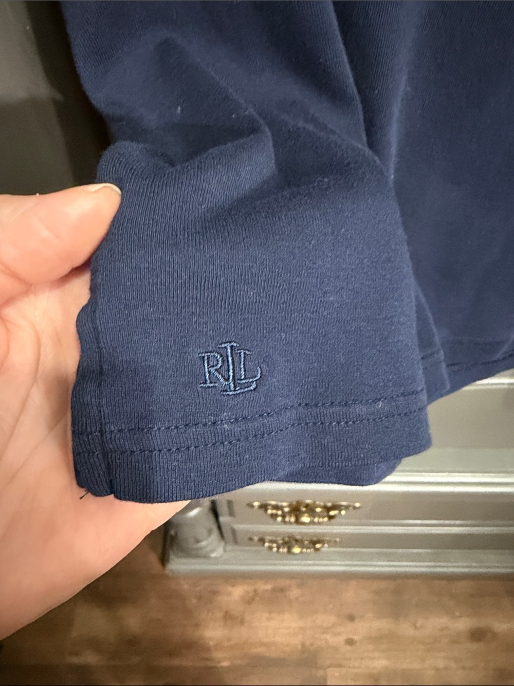 Lauren Ralph Lauren Navy Boatneck Short Sleeve Top - Picture 3 of 6
